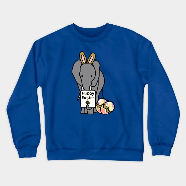 Happy Easter Bunny Ears on an Elephant Crewneck Sweatshirt by ellenhenryart